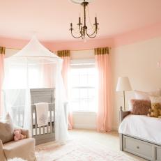 Pink Shabby Chic Bedroom With Canopy Crib