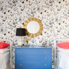 Contemporary Girls' Room Includes Large Blue Dresser