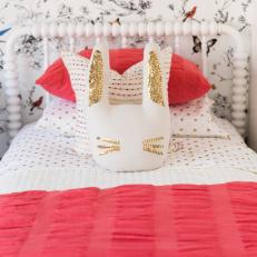 Contemporary Girls' Room With Bright Pink Bedding