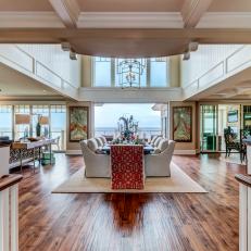 Traditional Great Room with Coastal Feel, Strong Focal Point