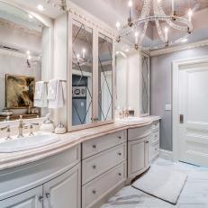 Gray, Traditional Master Bath with Decorative Details