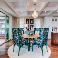 Neutral, Traditional Breakfast Room with Colorful Seating