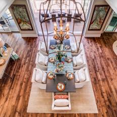 Traditional, Coastal Dining Room with Two-Story Ceiling