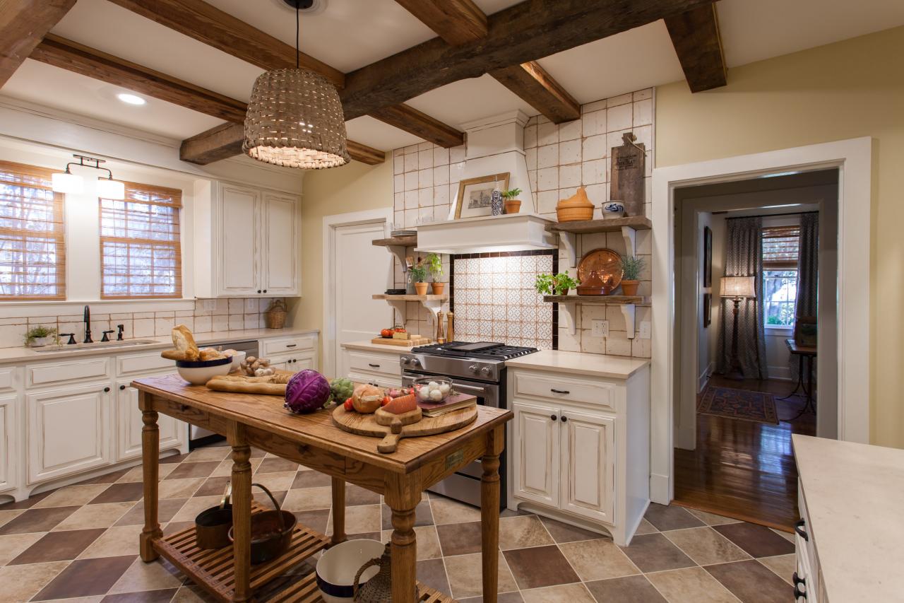 Neutral French Country Kitchen With White Limestone Countertops Hgtv