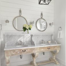 White Bathroom With Vintage Vanity