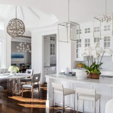 White Eat-In Kitchen With Cupola