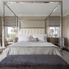 Gray Art Deco Master Bedroom With Canopy Bed