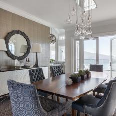 Transitional Formal Dining Room With View