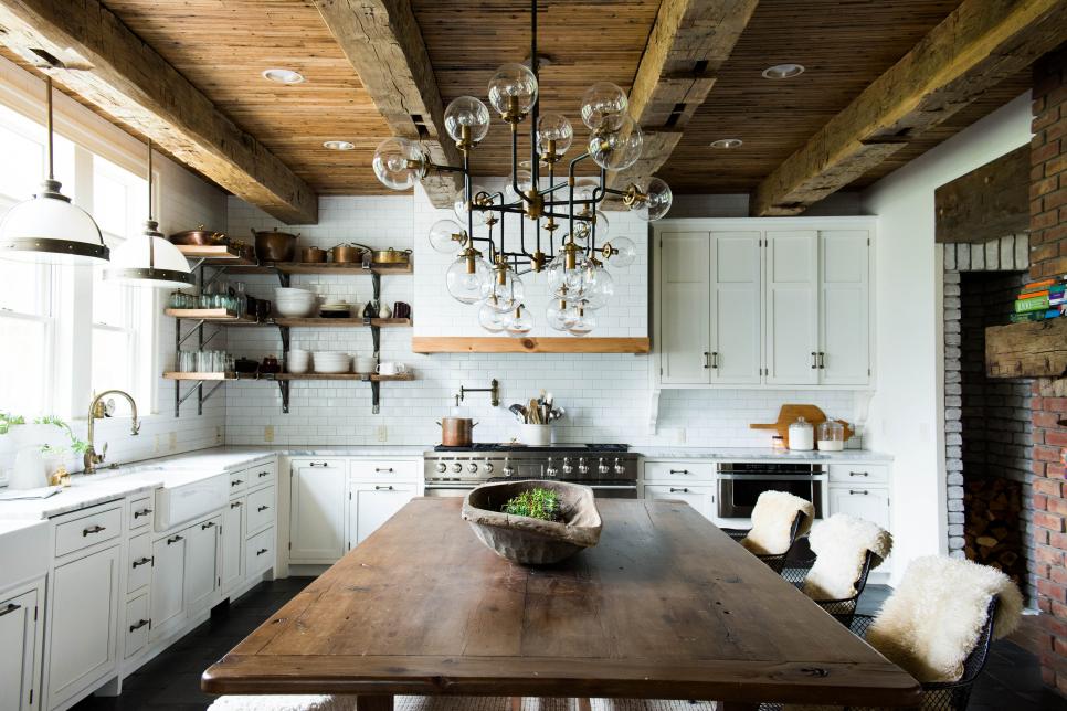 Rustic, Industrial Kitchen with Farmhouse Dining Table 