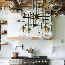 Industrial Light Fixture in Rustic Kitchen