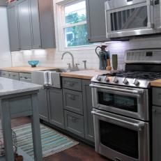 Modern Gray Kitchen with Butcher-Block Countertops