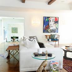 Neutral Living Room Anchored by Bold Focal Art