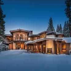 Mountain Getaway with Brightly Lit Exterior