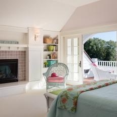 Soothing White Master Suite With French Doors