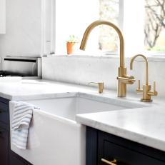 Gold Fixtures in Redesigned Kitchen 