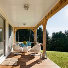 Rustic-Modern Front Porch on Newly Built Farmhouse