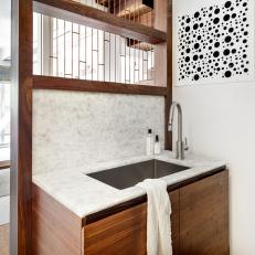 Open, Contemporary Bathroom With Organic Vanity