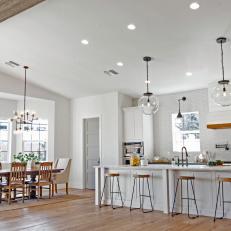 Contemporary Kitchen With Shiplap Wrapped Hood