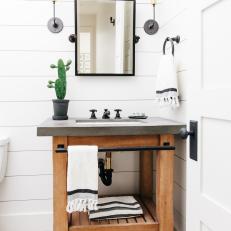 White Powder Room with Edgy, Black Details
