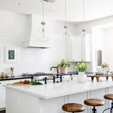 Classic, Black and White Kitchen with Unique Fixtures