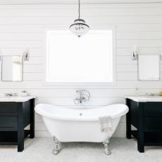 Clean, Bright, Black and White Master Bathroom