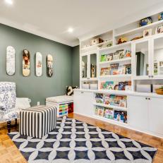 Contemporary Kids Playroom With Skateboard Decor