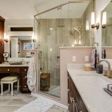 Glass Shower, Vanity in Contemporary Master Bath