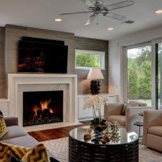 Transitional Neutral Living Room is Cozy