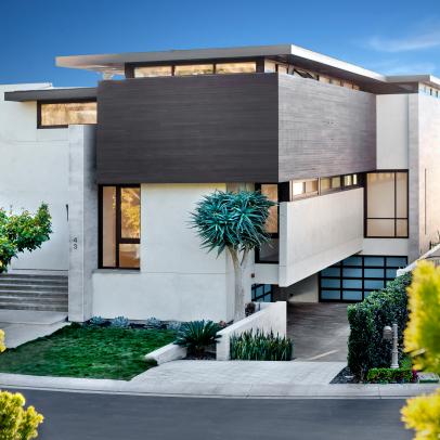Modern White Home Exterior With Landscaping