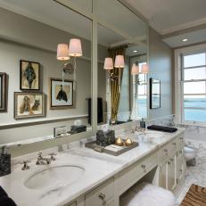 Master Bathroom With Marble-Top Dual Vanity and Ocean View