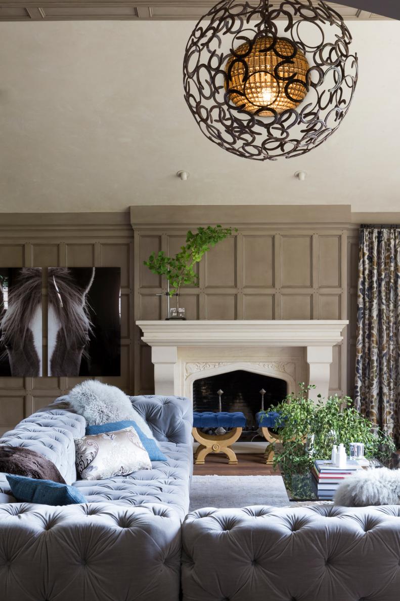 Rustic Living Room With Horse Art