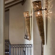 Rustic Hall With Basket Sconces
