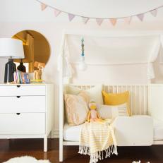Pink Girl's Room With Triangle Garland