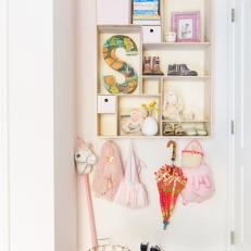 Pink Girl's Room With Shelves