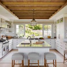 White, Rustic Kitchen with Open Shelving