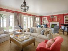 Traditional Red Living Room