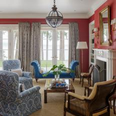 Classic Red Living Room is Comfortable, Sophisticated 