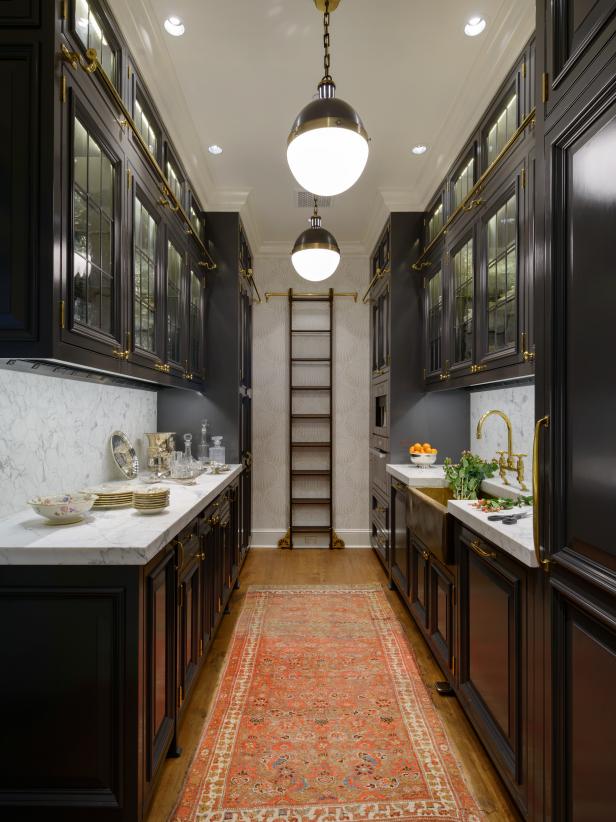 Traditional Kitchen With Black Cabinets