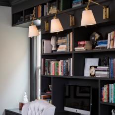 Black Bookcase in Home Office