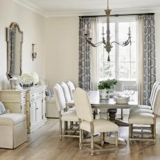 Warm, Traditional Dining Room with Blue Accents