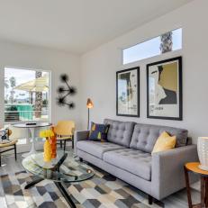 Gray and Yellow Contemporary Living Room
