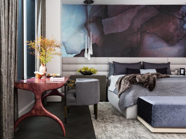 Dark Grey and Purple Living Room Colour Scheme