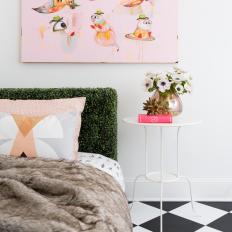 Eclectic Bedroom With Pink Art