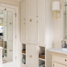 White Contemporary Cabinet in Master Bathroom