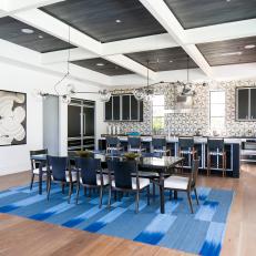 Black and Blue Contemporary Kitchen & Dining Room