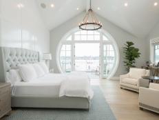 White Master Bedroom With Harbor View