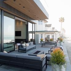 Modern Beach House With Stone Patio, Fire Pit