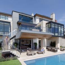 Contemporary Home Exterior and Sunny Backyard