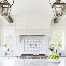 White Country Kitchen With Exposed Beams