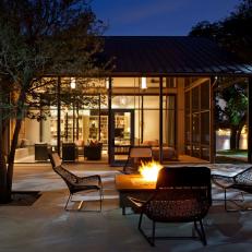 Patio and House Exterior at Night